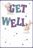 This delightful get well card, much like a bouquet freshly arranged near Kingston's bustling market square, sparkles with playful positivity and heartfelt warmth. Against a serene cream background, two endearing figures-a cuddly bear and a floppy-eared puppy-seem to leap out, wrapped around the vivid, oversized letters spelling 'Get Well.' Their gentle smiles, plush textures, and the twinkling stars scattered in dreamy blues and purples evoke the comfort of a caring companion's hug. The text's lively hues of indigo and teal stand out with quiet confidence, reminiscent of clear Kingston skies. The entire scene, both joyful and soothing, calls to mind the emotional lift of receiving flowers after a difficult few days-each element crafted with care and purpose, just as we do at Florist Kingston. This card is more than a message; it is an embrace in image form, perfect for delivering a sense of reassurance and kindness to anyone recovering in our friendly Kingston neighbourhood.